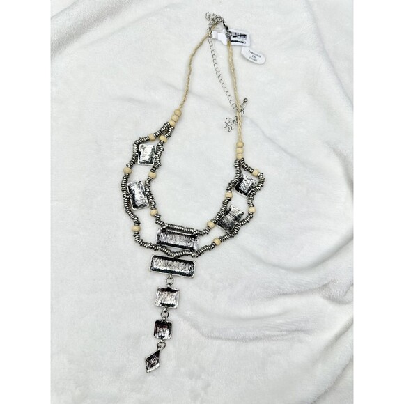 NEW Free People Lately Necklace Mother of Pearl Bohemian Goddess Layered Silver - Picture 5 of 5